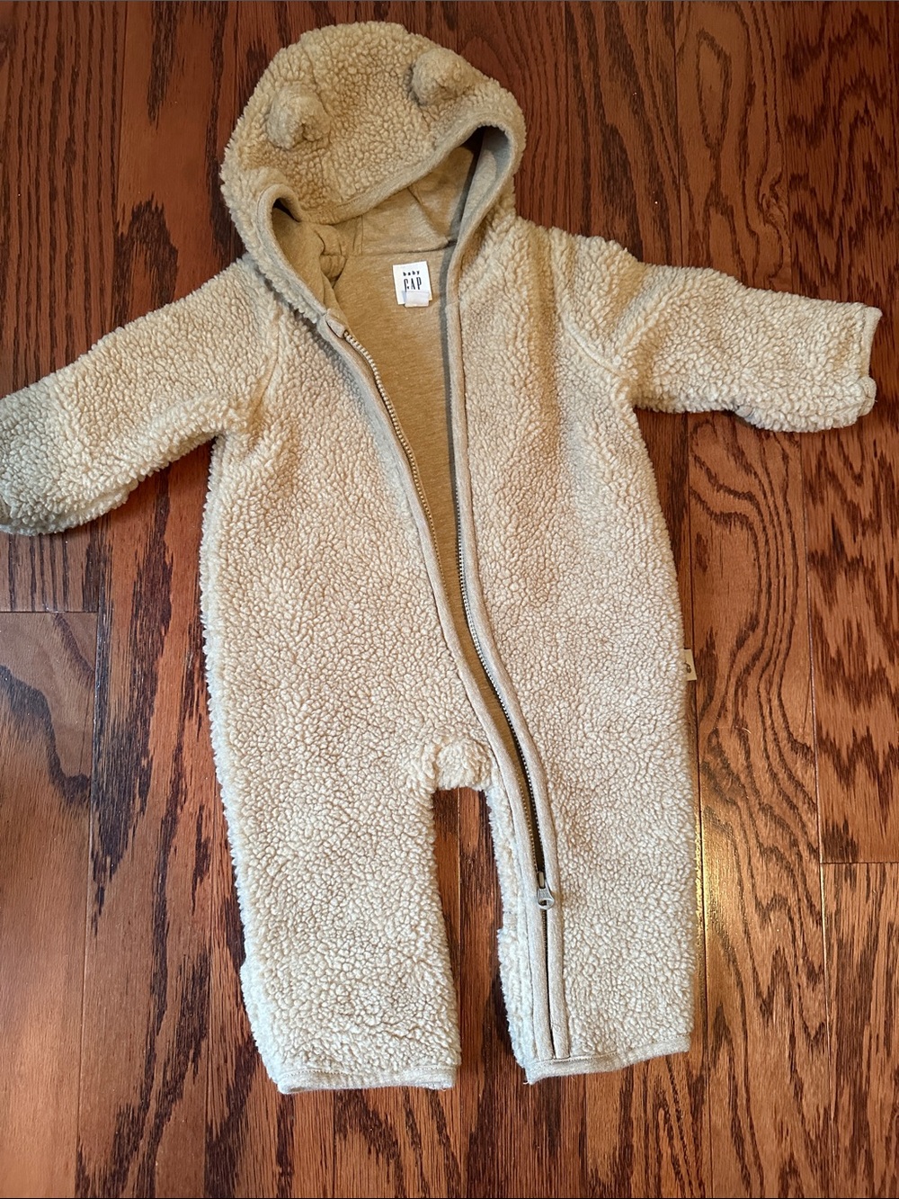 GAP Teddy Sherpa Hooded One-Piece in Cream